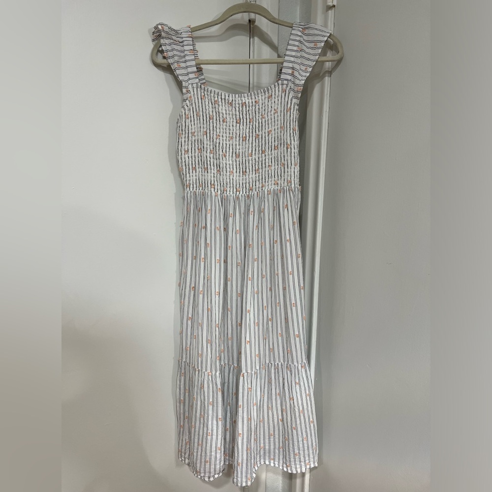 LOFT White and Gray Dress With Light Pink Accents Size Small Perfect for Easter